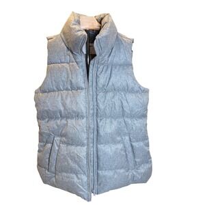 Old Navy Heather Gray Puffer Vest Womens XS Collar Sleeveless Zip Up Pockets